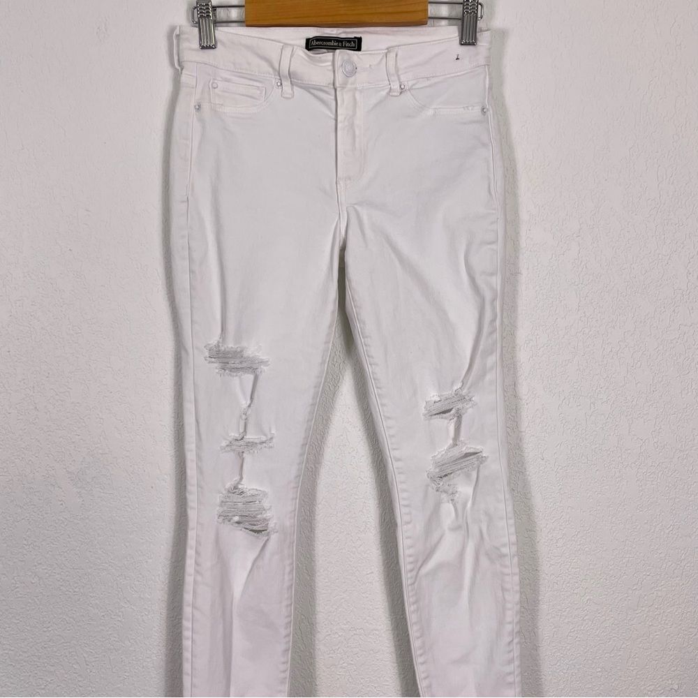 Abercrombie & Fitch White Distressed Skinny Jeans size 25 - Picture 3 of 8